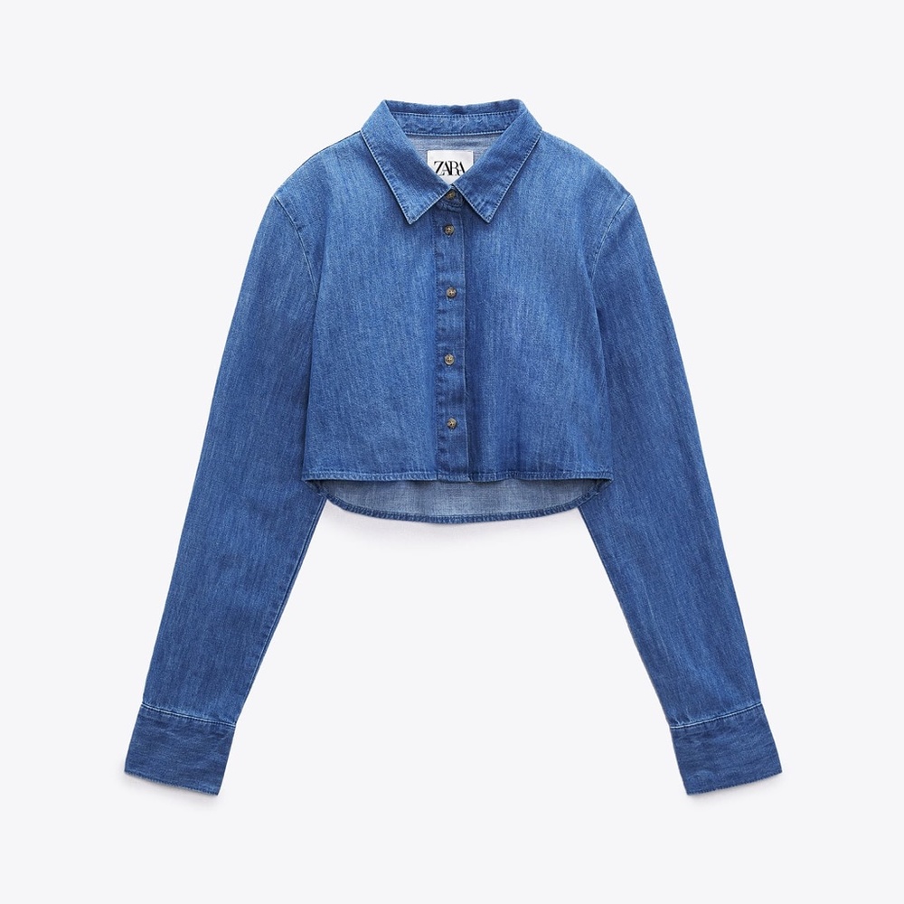 Zara Cropped Denim Shirt Limited Edition